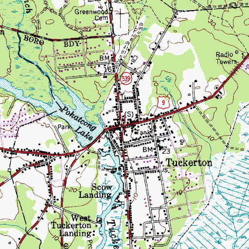 Topographic Map of Tuckerton, NJ