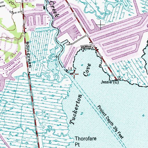 Topographic Map of Tuckerton Creek, NJ