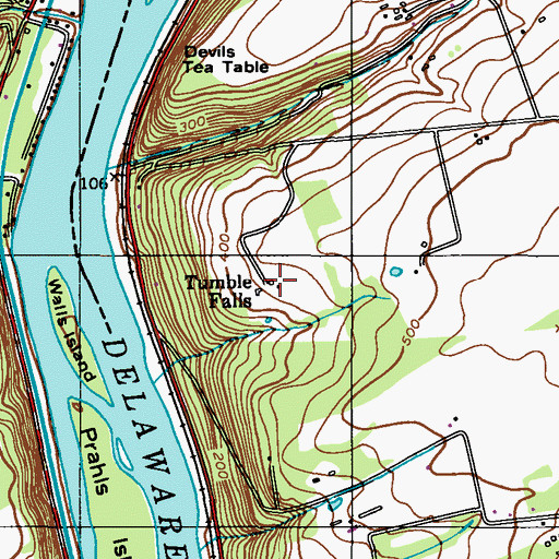 Topographic Map of Tumble Falls, NJ