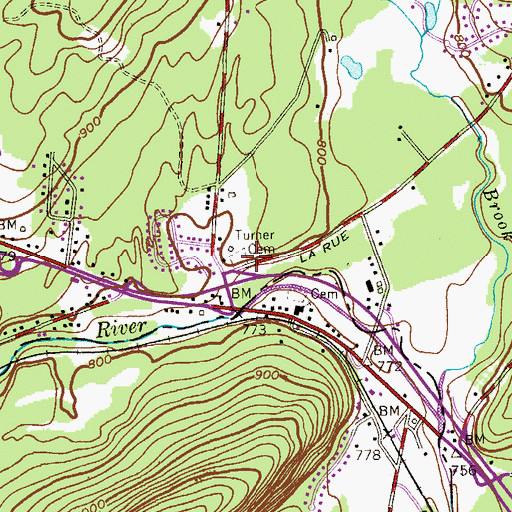 Topographic Map of Turner Cemetery, NJ
