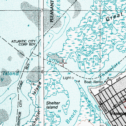 Topographic Map of Turtle Gut, NJ