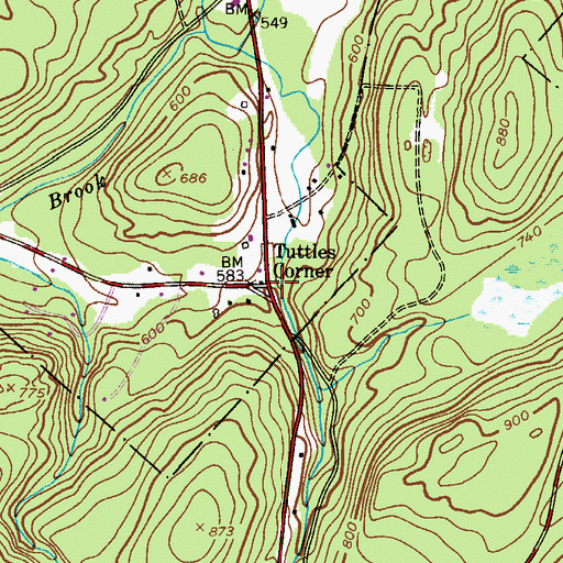 Topographic Map of Tuttles Corner, NJ