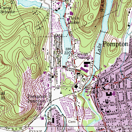 Topographic Map of Twin Lakes, NJ