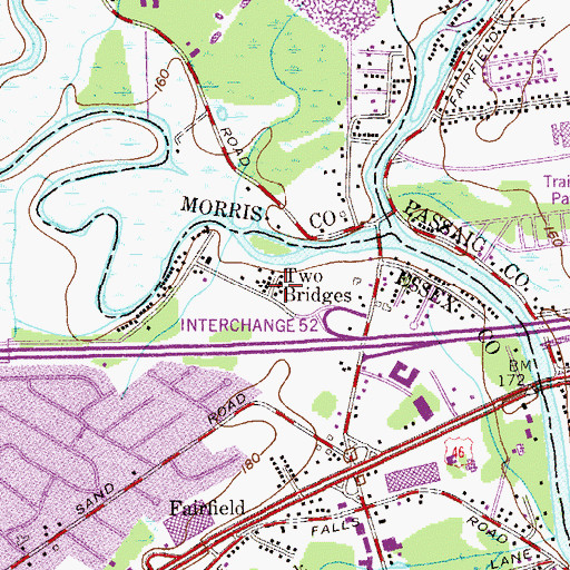 Topographic Map of Two Bridges, NJ