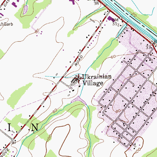 Topographic Map of Ukrainian Village, NJ