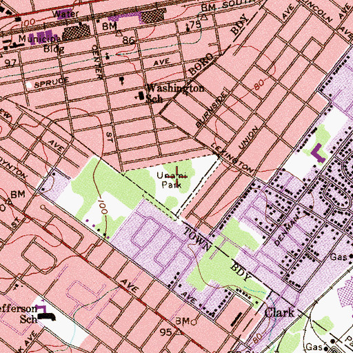 Topographic Map of Unami Park, NJ