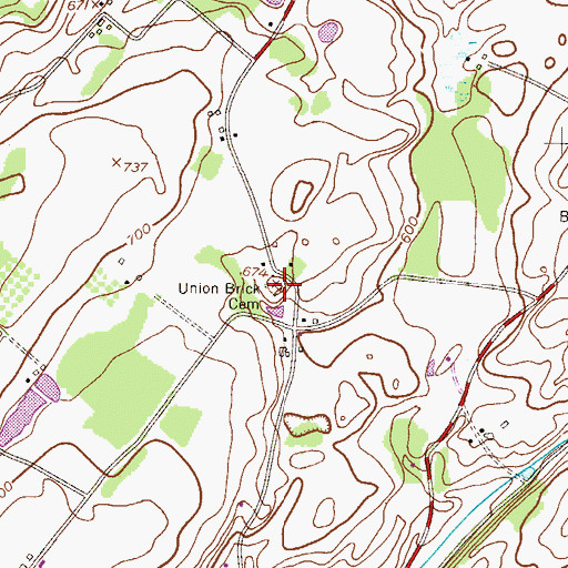 Topographic Map of Union Brick Cemetery, NJ