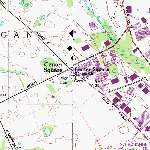 Topographic Map of Union Cemetery, NJ
