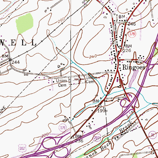 Topographic Map of Union Cemetery, NJ