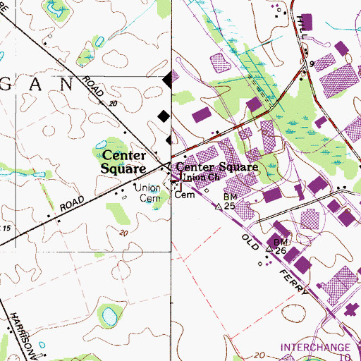 Topographic Map of Union Church, NJ