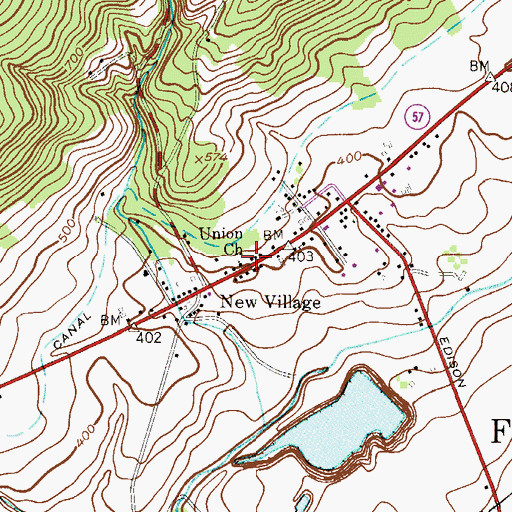 Topographic Map of Union Church, NJ