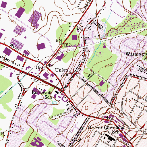 Topographic Map of Union Church, NJ