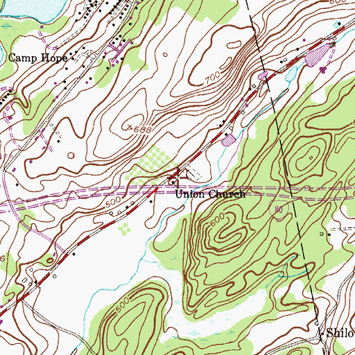 Topographic Map of Union Church, NJ