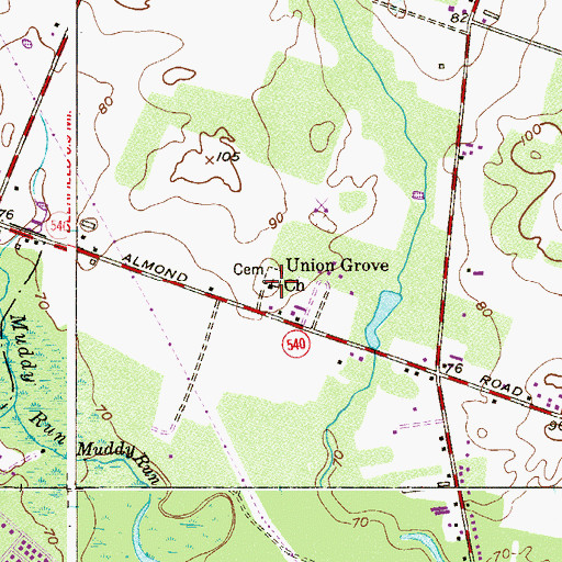 Topographic Map of Union Grove Church, NJ