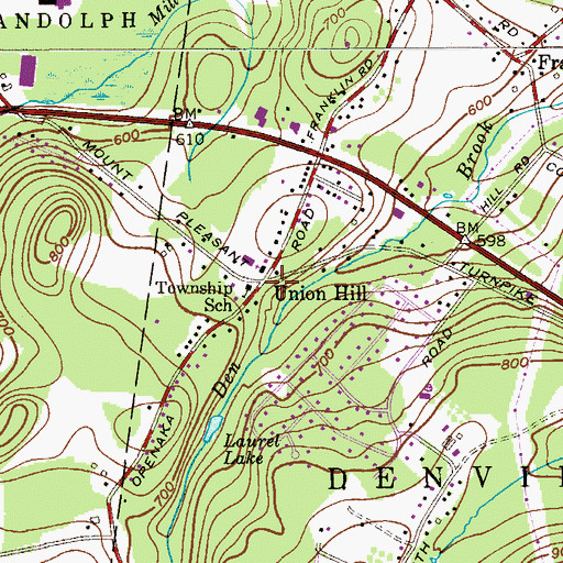 Topographic Map of Union Hill, NJ