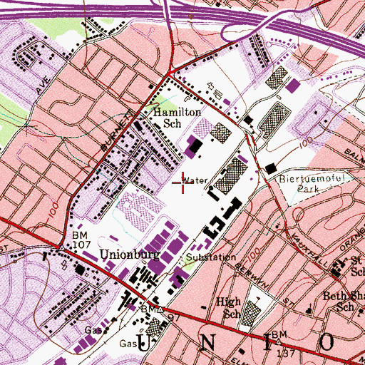 Topographic Map of Unionburg, NJ