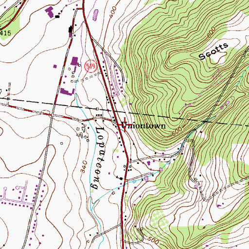 Topographic Map of Uniontown, NJ