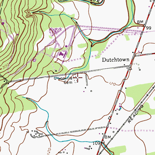 Topographic Map of Unionville Cemetery, NJ