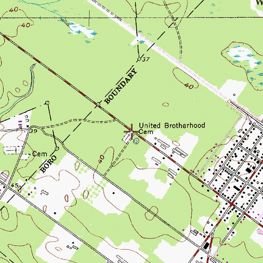 Topographic Map of United Brotherhood Cemetery, NJ