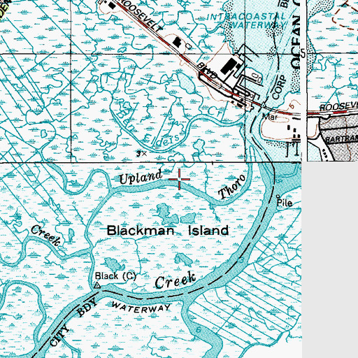 Topographic Map of Upland Thorofare, NJ