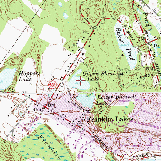 Topographic Map of Upper Blauvelt Lake, NJ
