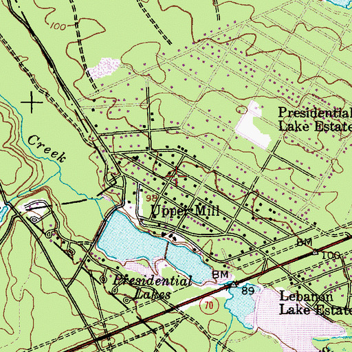 Topographic Map of Upper Mill, NJ