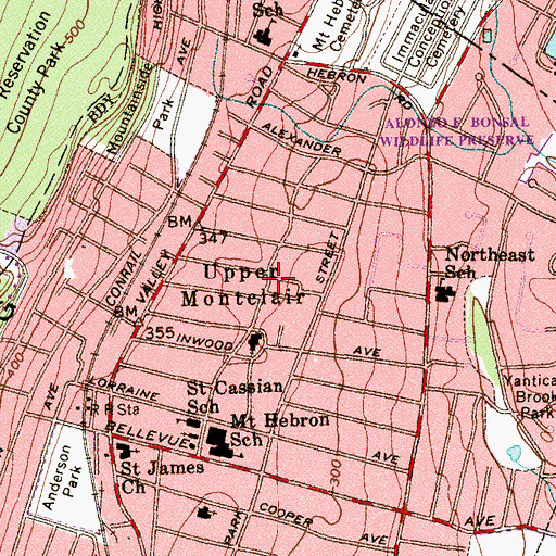 Topographic Map of Upper Montclair, NJ