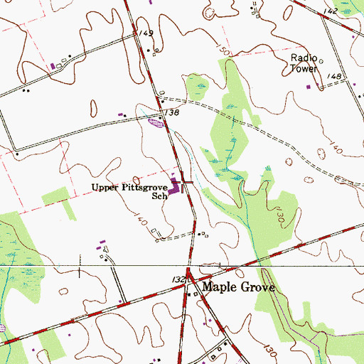 Topographic Map of Upper Pittsgrove Elementary School, NJ
