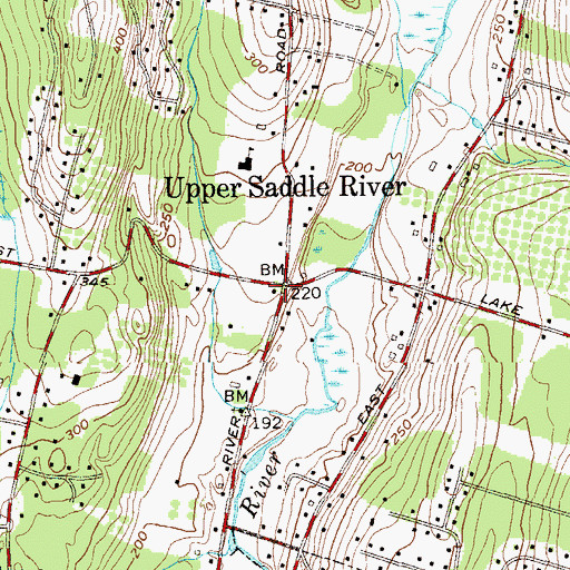 Topographic Map of Upper Saddle River, NJ