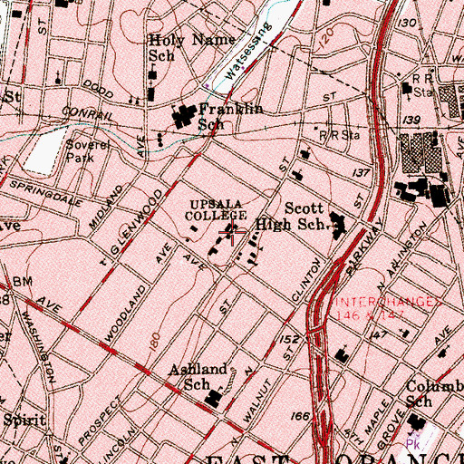 Topographic Map of Upsala College (historical), NJ