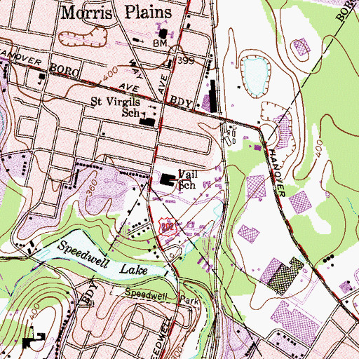 Topographic Map of Alfred Vail Elementary School, NJ