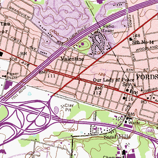 Topographic Map of Valentine, NJ
