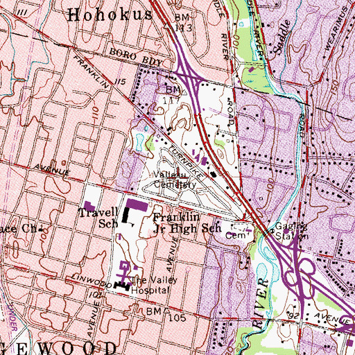 Topographic Map of Valleau Cemetery, NJ