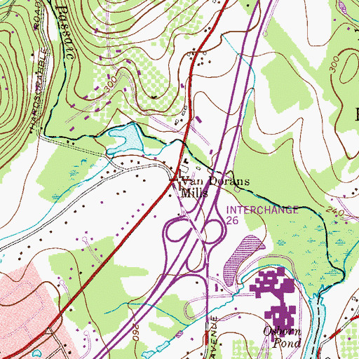 Topographic Map of Van Dorans Mills, NJ