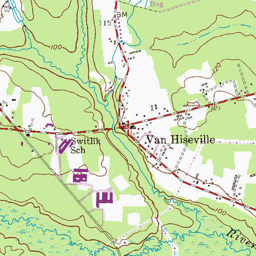 Topographic Map of Van Hiseville, NJ