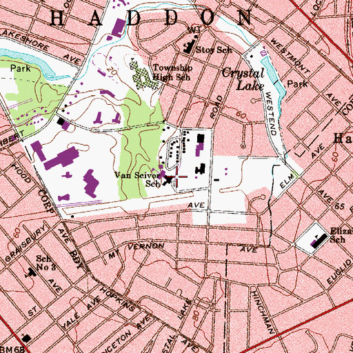 Topographic Map of Van Sciver Elementary School, NJ
