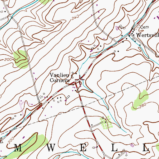 Topographic Map of Vanlieu Corners, NJ