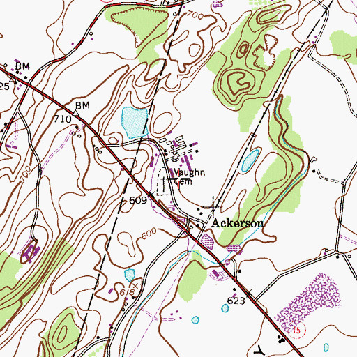 Topographic Map of Vaughn Cemetery, NJ