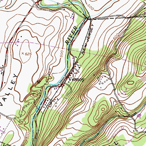 Topographic Map of Vernoy, NJ