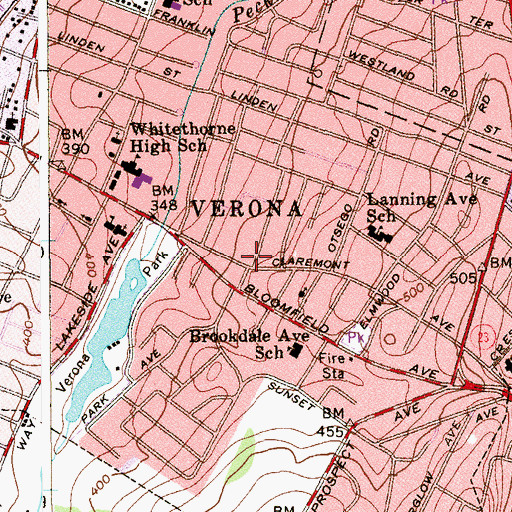 Topographic Map of Verona, NJ