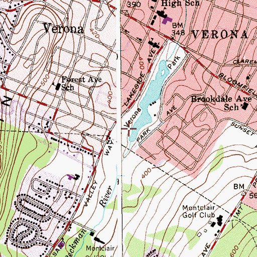 Topographic Map of Verona Park, NJ