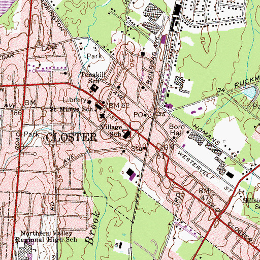 Topographic Map of Village School, NJ