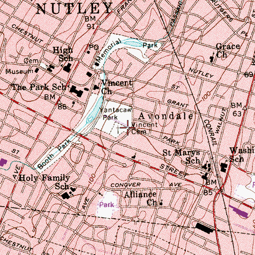 Topographic Map of Vincent Cemetery, NJ