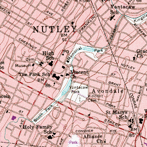 Topographic Map of Vincent United Methodist Church, NJ