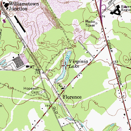 Topographic Map of Virginia Lake, NJ