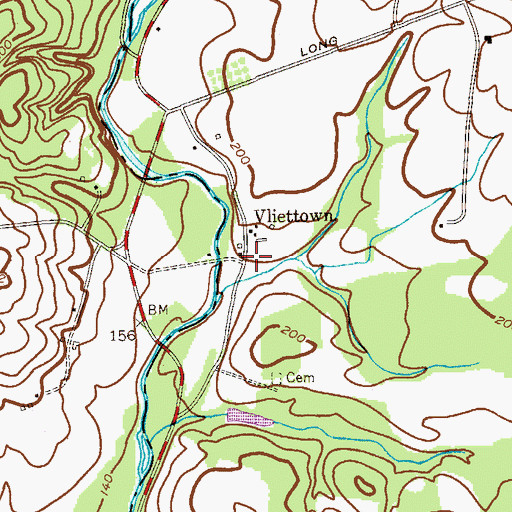 Topographic Map of Vliettown, NJ