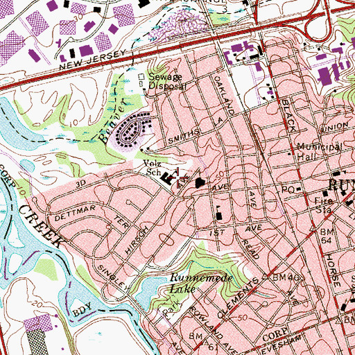 Topographic Map of Mary E Volz Elementary School, NJ