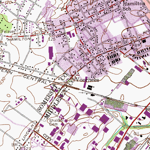 Topographic Map of Voorhees, NJ