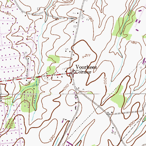 Topographic Map of Voorhees Corner, NJ