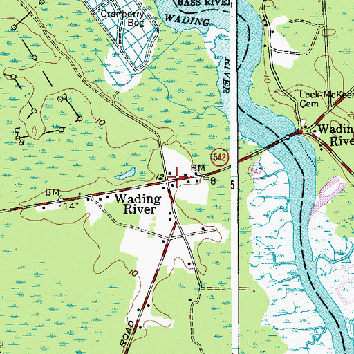 Topographic Map of Wading River, NJ